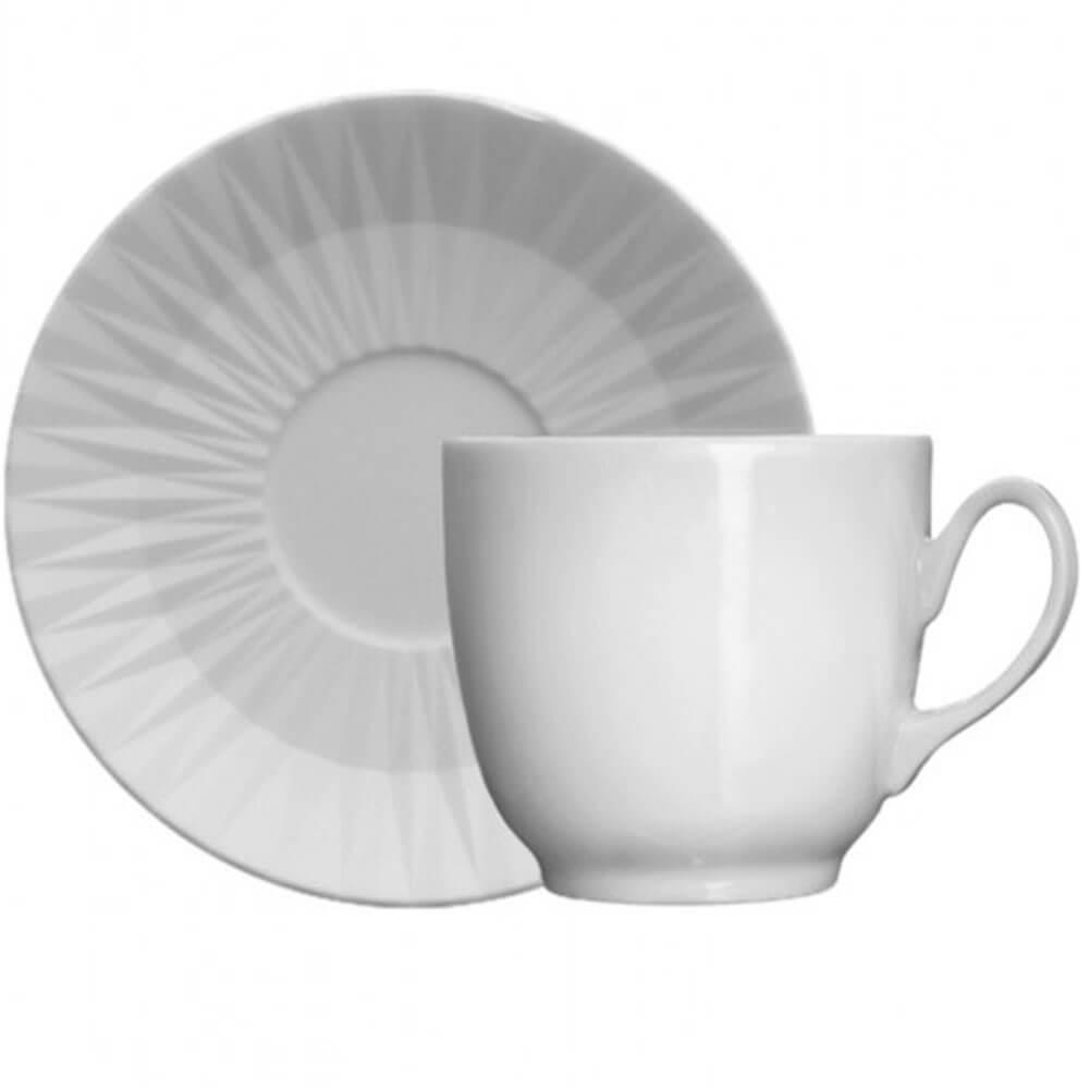 Xícara 75ml Para Café Diamante Com Pires Porcelana Germer Branca Cafezinho Expresso Xícara 75ml Para Café Diamante Com Pires Porcelana Germer Branca Cafezinho Expresso