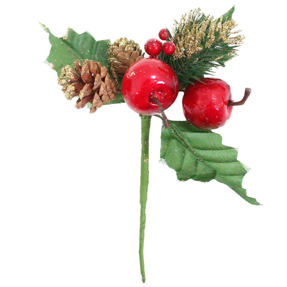 10 Ramos Maçã Decoração De Natal Artificial 18cm 10 Ramos Maçã Decoração De Natal Artificial 18cm