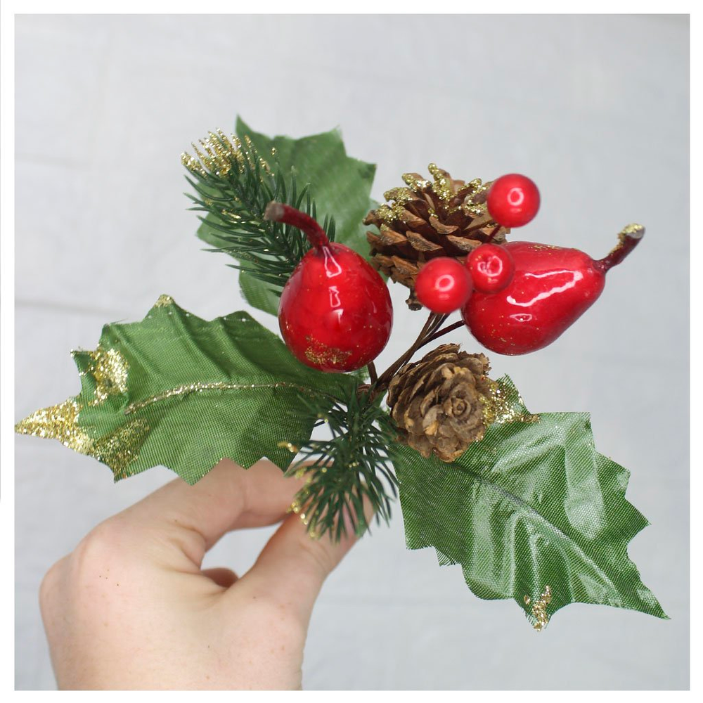 12 Ramos Pera Decoração De Natal Artificial 17cm 12 Ramos Pera Decoração De Natal Artificial 17cm