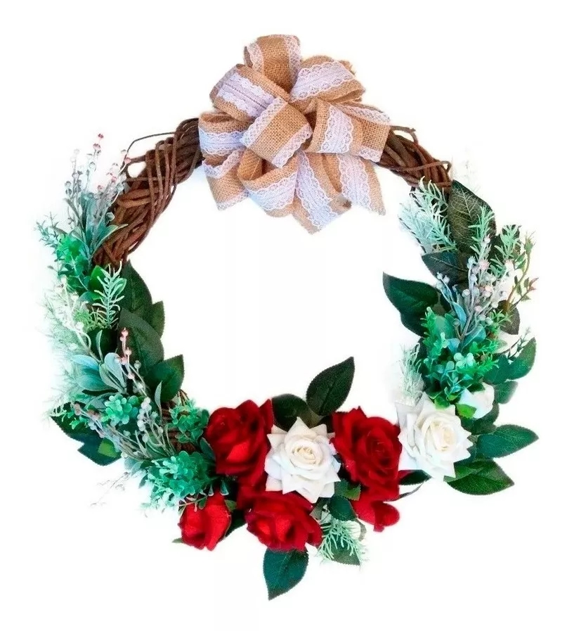 Floreal Guirlanda De Porta C Laço Decor Natal E Primavera Floreal Guirlanda De Porta C Laço Decor Natal E Primavera