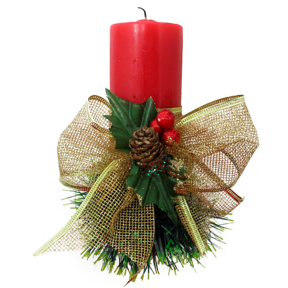 Kit 2 Velas Natalina Vermelha Decorativa Para Natal Com Laço Dourado Kit 2 Velas Natalina Vermelha Decorativa Para Natal Com Laço Dourado