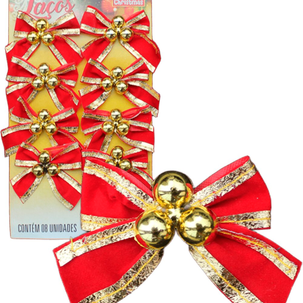 Kit 64 Laços Com Bolinhas Enfeite Natalino Dourado Brilhante Kit 64 Laços Com Bolinhas Enfeite Natalino Dourado Brilhante