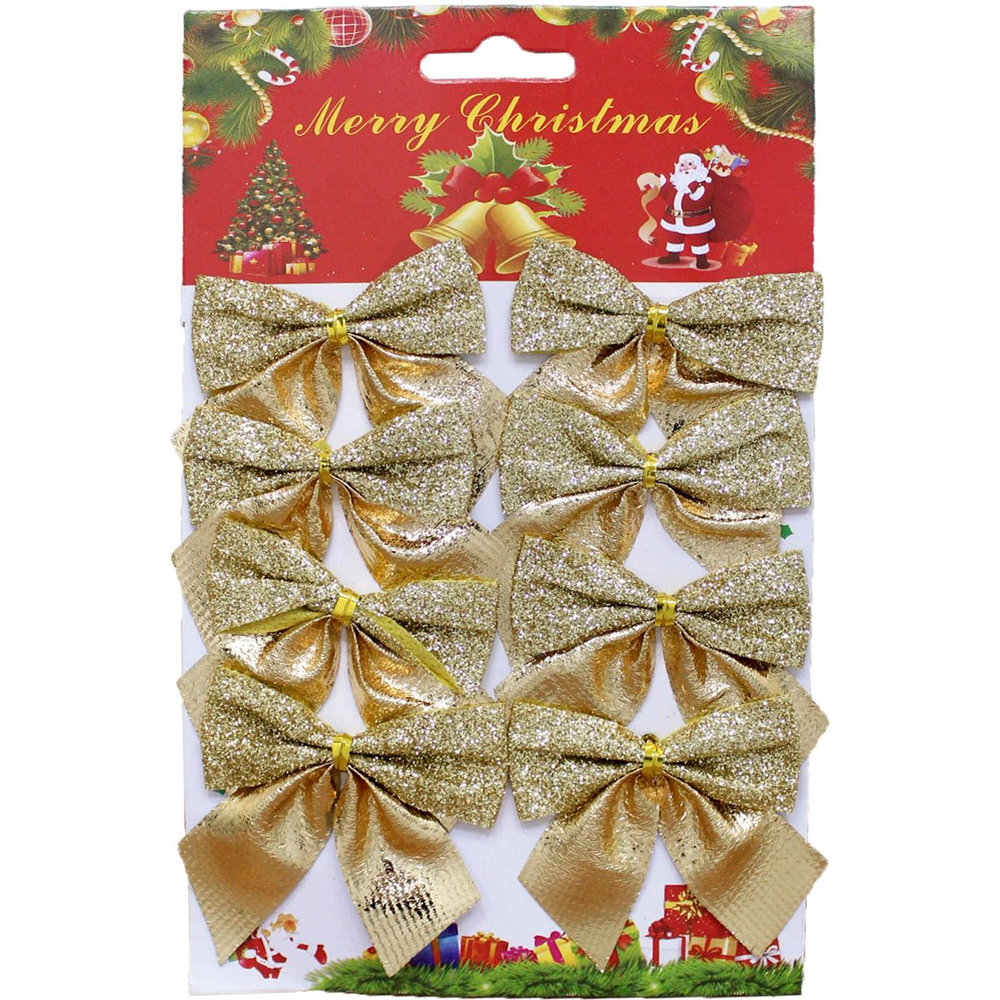 Kit 48 Enfeite Árvore Natal Laço Lacinho Gliter Dourado 6cm Kit 48 Enfeite Árvore Natal Laço Lacinho Gliter Dourado 6cm