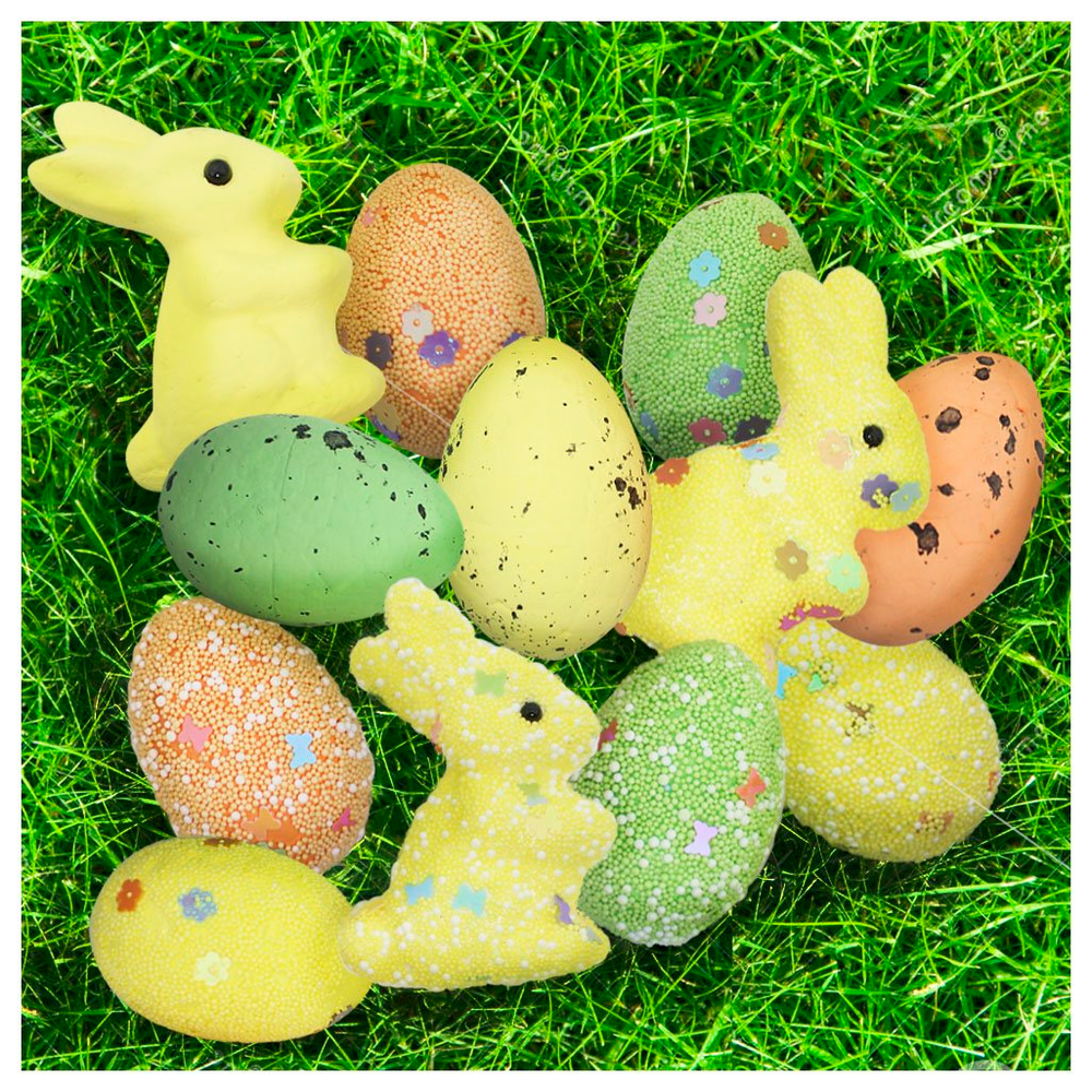 Kit Enfeites Decorativos Páscoa 9 Coelhinhos Com Ovos Decorados Kit Enfeites Decorativos Páscoa 9 Coelhinhos Com Ovos Decorados