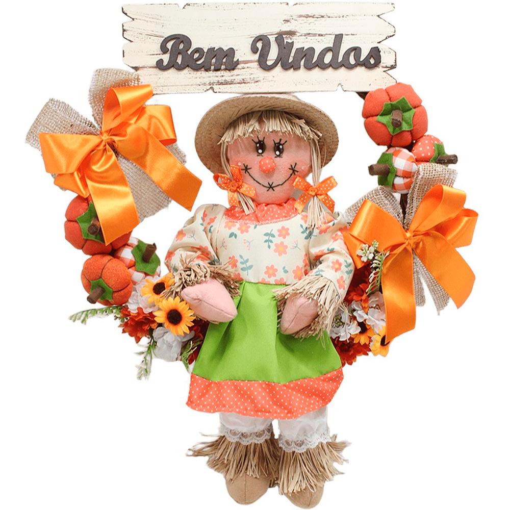 Decoração Guirlanda Festa Junina Caipira Com Abobora De 50cm Menina Decoração Guirlanda Festa Junina Caipira Com Abobora De 50cm Menina