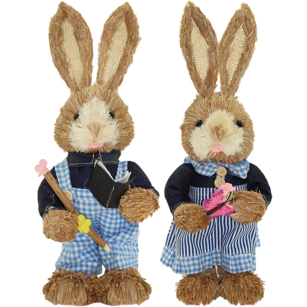 Casal De Coelhos De Páscoa Decoração Enfeite Coelhinhos - 45cm Casal De Coelhos De Páscoa Decoração Enfeite Coelhinhos - 45cm