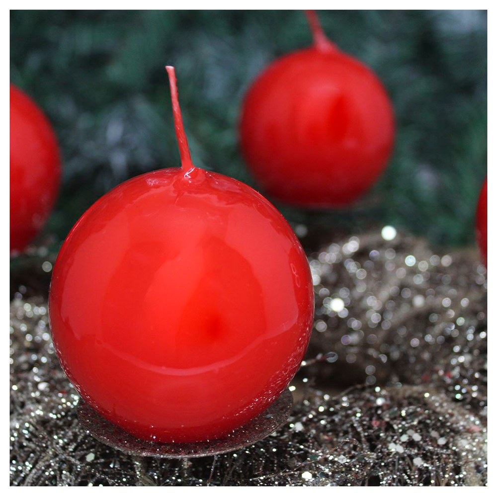 Vela Bola De Natal Clássica Vermelha Natalina 7cm Vela Bola De Natal Clássica Vermelha Natalina 7cm