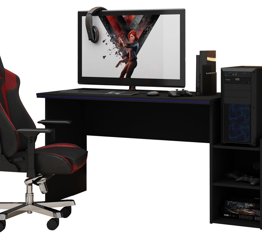 Mesa para Computador Gamer Preto com Azul - Gelius Móveis Mesa para Computador Gamer Preto com Azul - Gelius Móveis