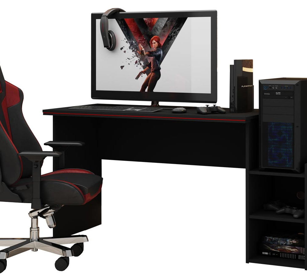 Mesa para Computador Gamer Preto com Vermelho - Gelius Móveis Mesa para Computador Gamer Preto com Vermelho - Gelius Móveis