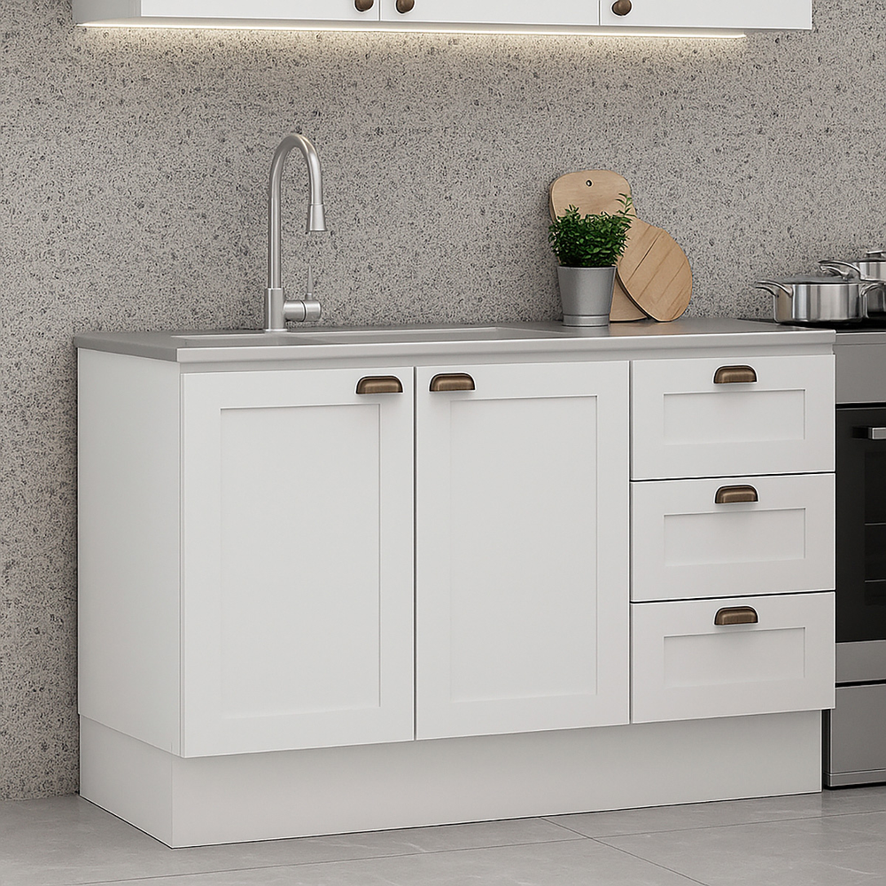 Balcão Cozinha Genialflex Estilo Provençal Sem Tampo Branco Balcão Cozinha Genialflex Estilo Provençal Sem Tampo Branco