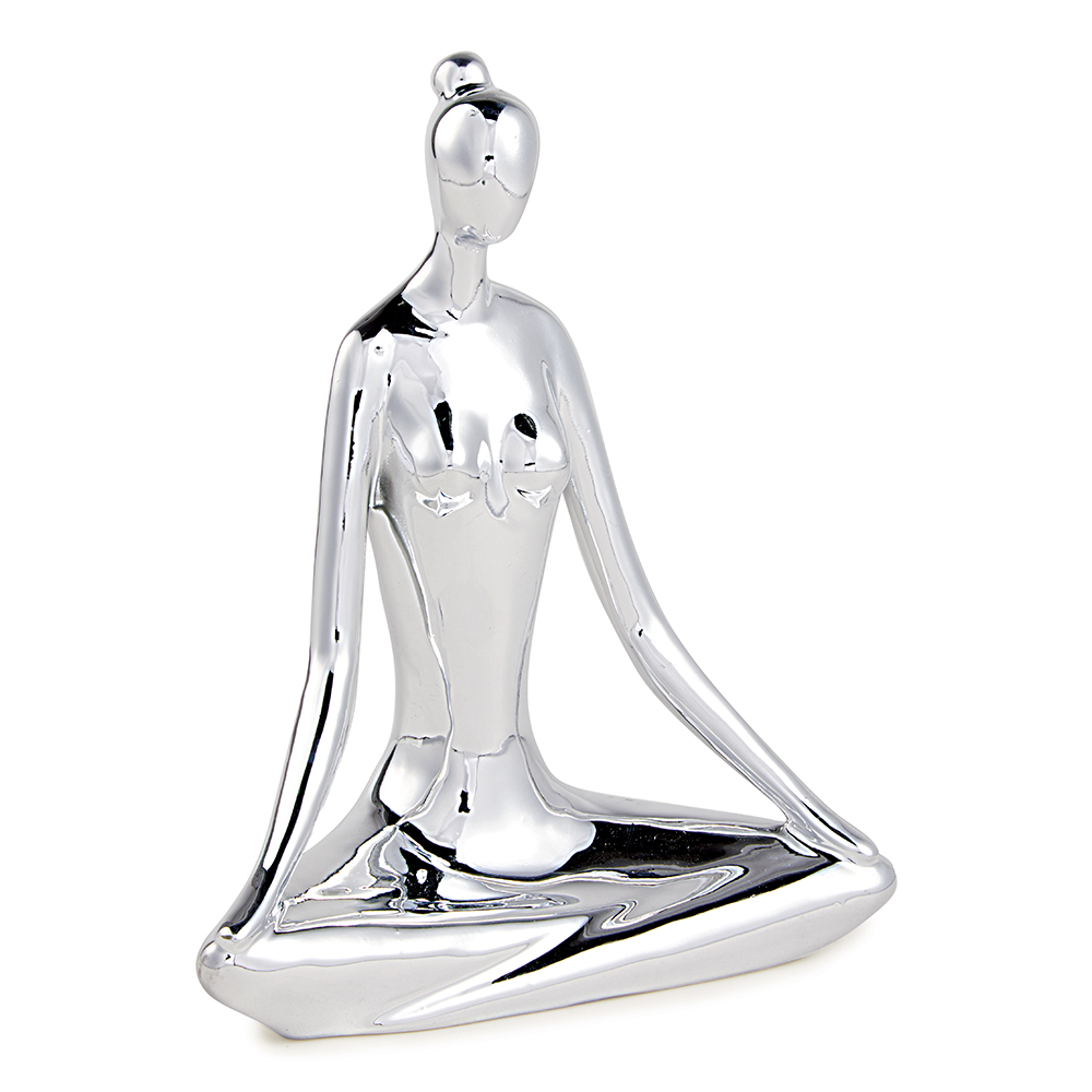 Escultura Decorativa de Yoga em Porcelana 19x15,5x7,5 Prata G39 - Gran Belo Escultura Decorativa de Yoga em Porcelana 19x15,5x7,5 Prata G39 - Gran Belo