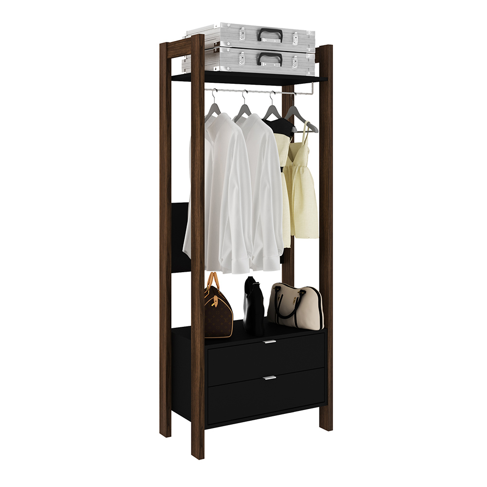 Armário Alto Closet para Escritório Home Office AZ1011 MDP Preto/Nogal G69 - Gran Belo Armário Alto Closet para Escritório Home Office AZ1011 MDP Preto/Nogal G69 - Gran Belo