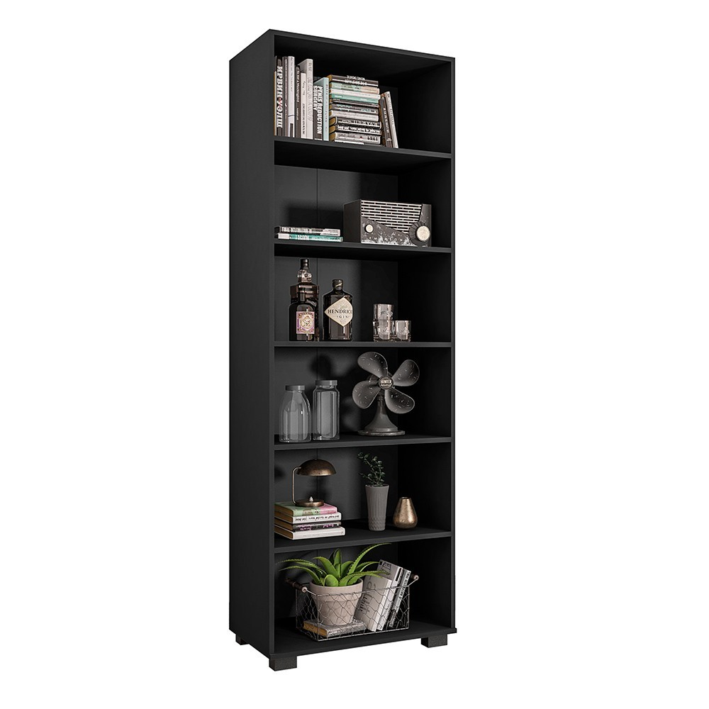Estante de Livros para Escritório Home Office Alf Preto Texturizado - Gran Belo Estante de Livros para Escritório Home Office Alf Preto Texturizado - Gran Belo