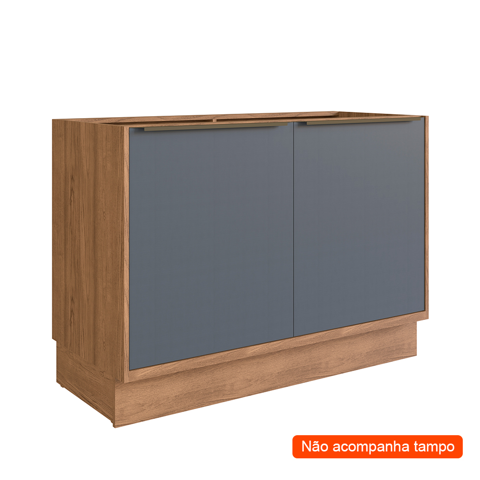 Balcão de Cozinha Ten 2 Portas Freijó e Grafito 120 cm Balcão de Cozinha Ten 2 Portas Freijó e Grafito 120 cm
