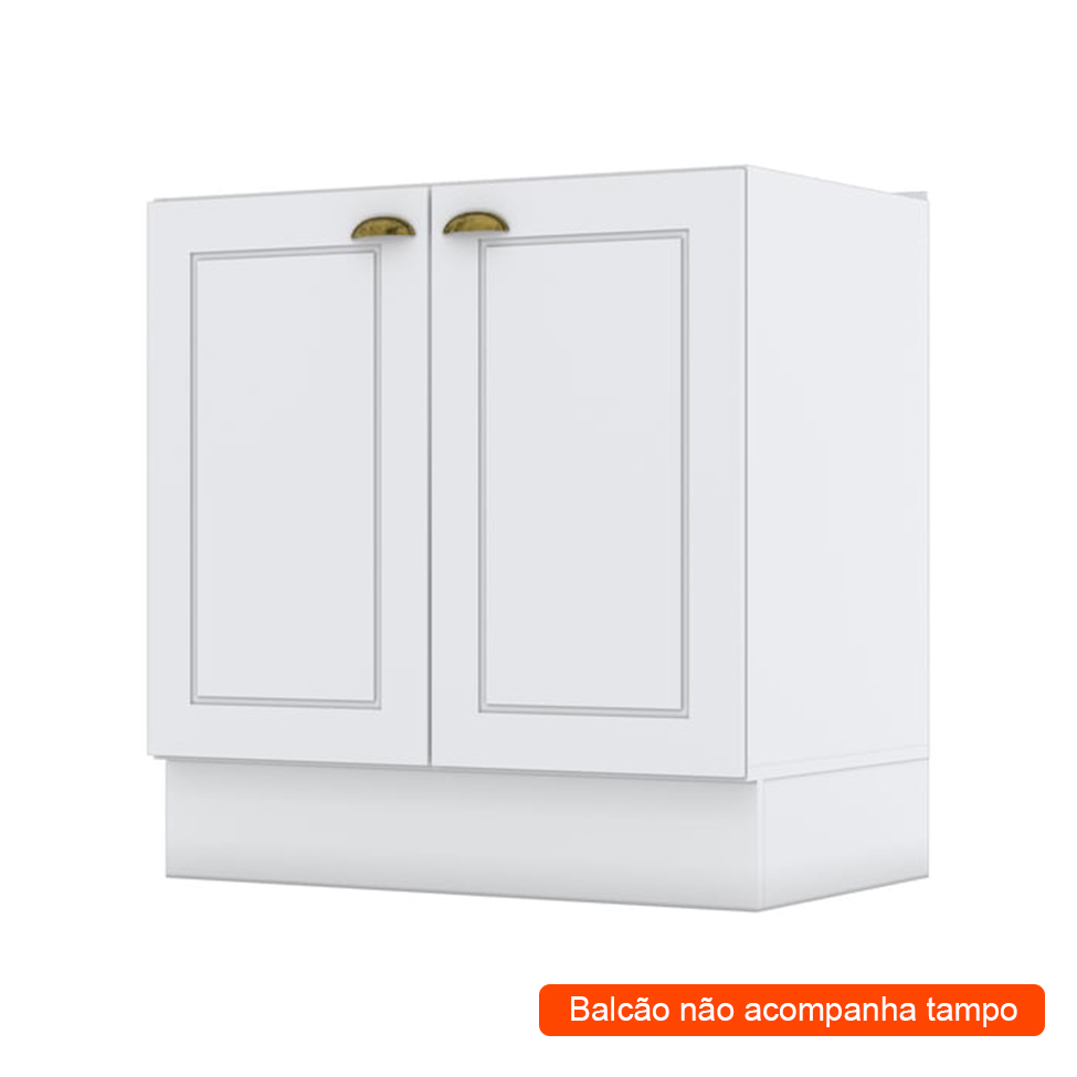 Balcão de Cozinha Nova York 2 Portas Branco Balcão de Cozinha Nova York 2 Portas Branco