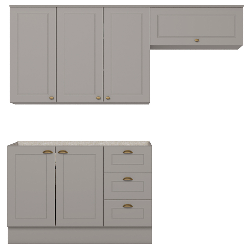 Cozinha Modulada 3P Balcao Sem Tampo 200 cm Americana Cinza Henn