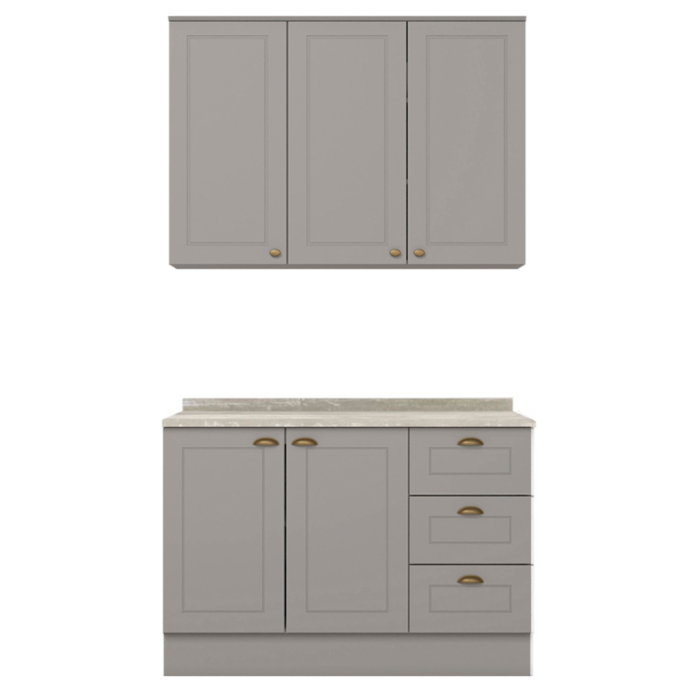 Armario Aereo E Balcao 120 cm CE169 Americana Cinza Calcare Henn