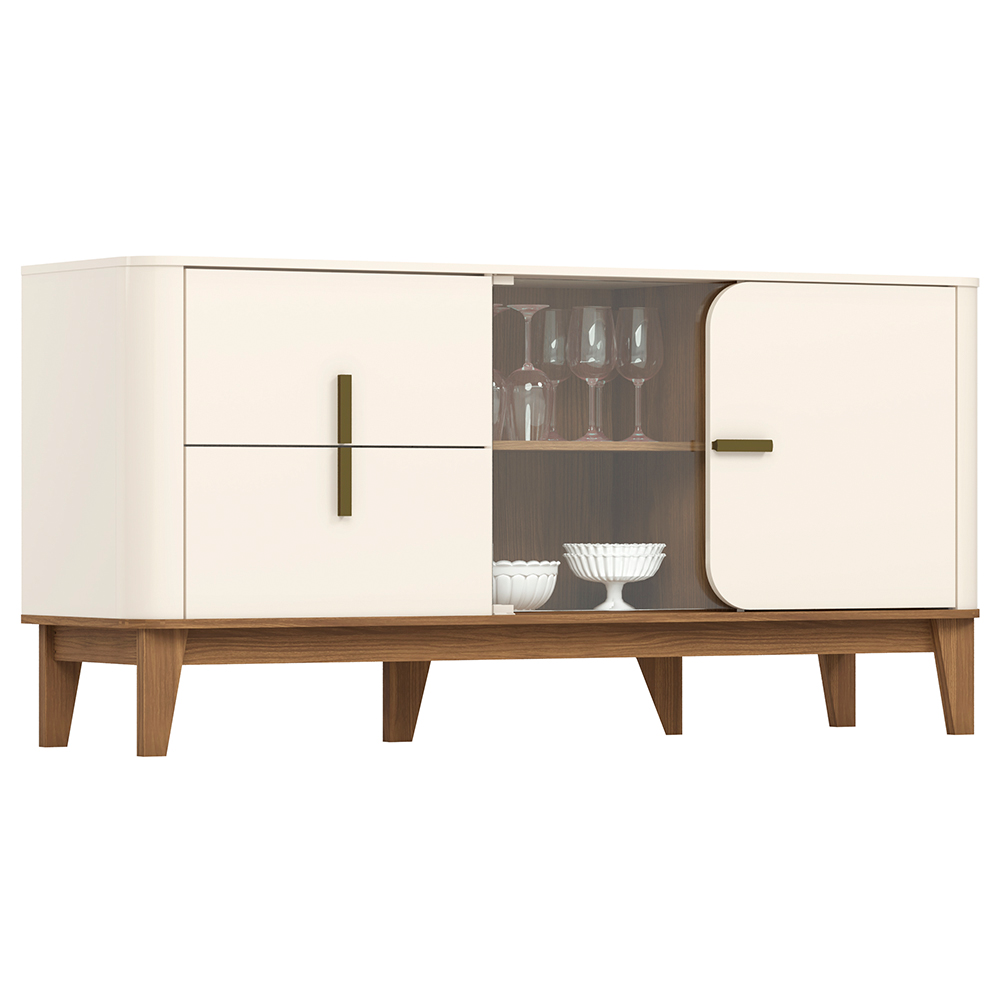 Balcao Buffet 2P 2G 165 cm Rael Off White Nature Henn Balcao Buffet 2P 2G 165 cm Rael Off White Nature Henn