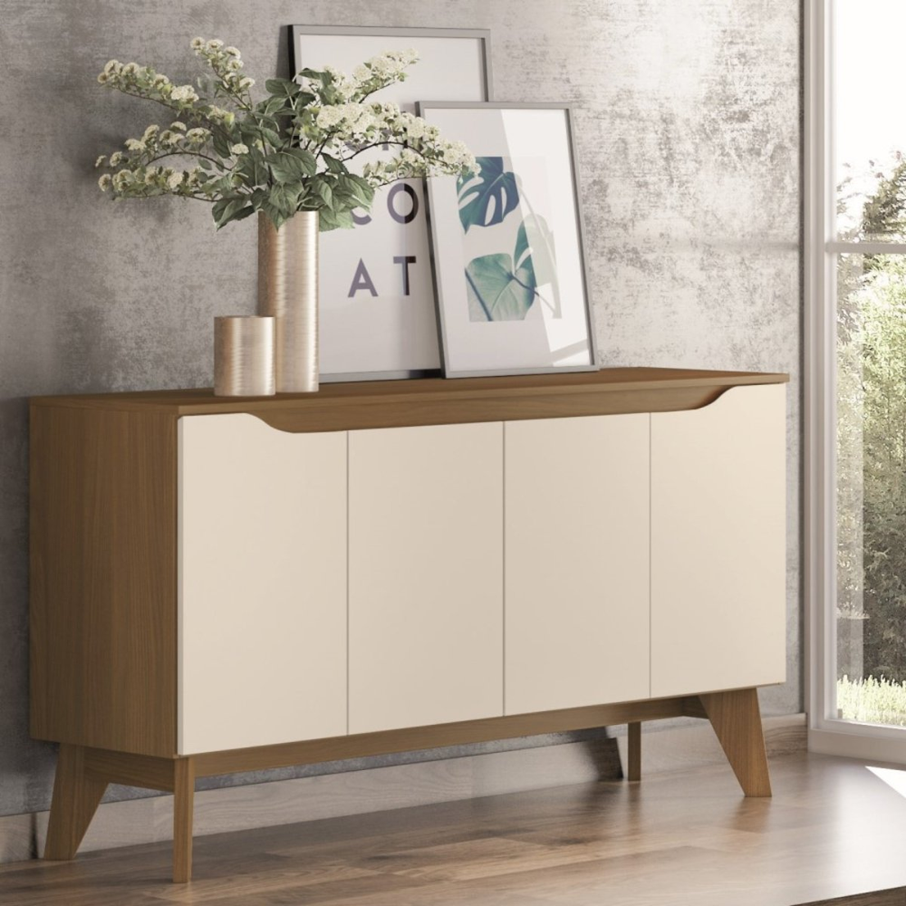 Aparador Buffet 4 Portas Quartzo Nature / Off White Aparador Buffet 4 Portas Quartzo Nature / Off White