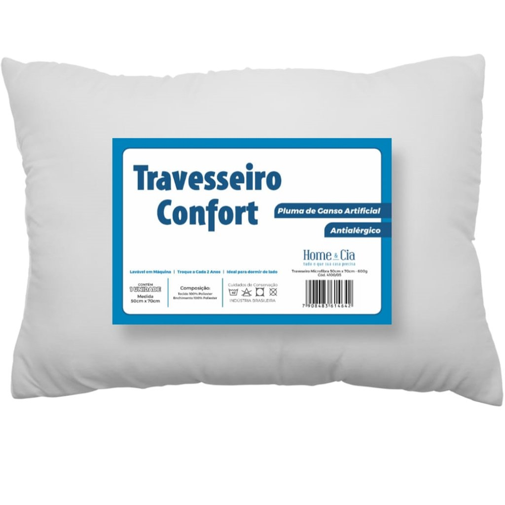 Travesseiro Confort Toque de Plumas Suporte Médio 50x70cm Branco Travesseiro Confort Toque de Plumas Suporte Médio 50x70cm Branco