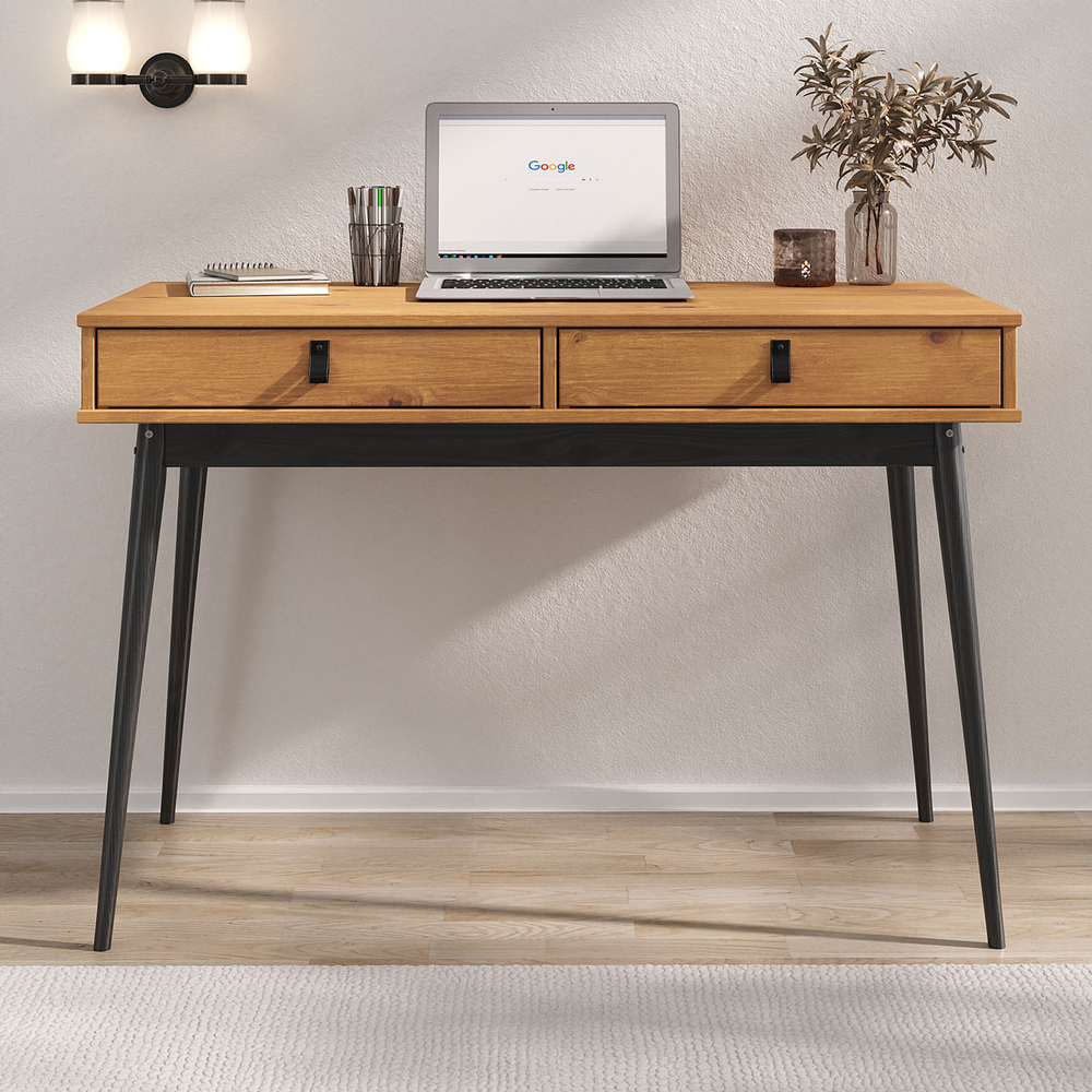 Mesa de Trabalho Escandinava Retrô 2 Gav Madeira Freijó Preto Wanda Mesa de Trabalho Escandinava Retrô 2 Gav Madeira Freijó Preto Wanda