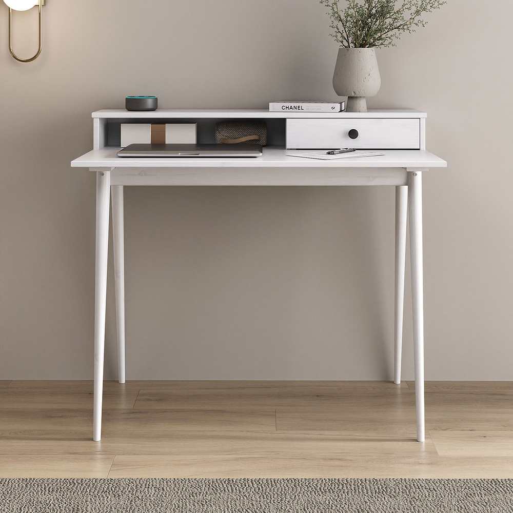 Escrivaninha Com Nicho Organizador Minimalista Madeira Branca Malina Escrivaninha Com Nicho Organizador Minimalista Madeira Branca Malina