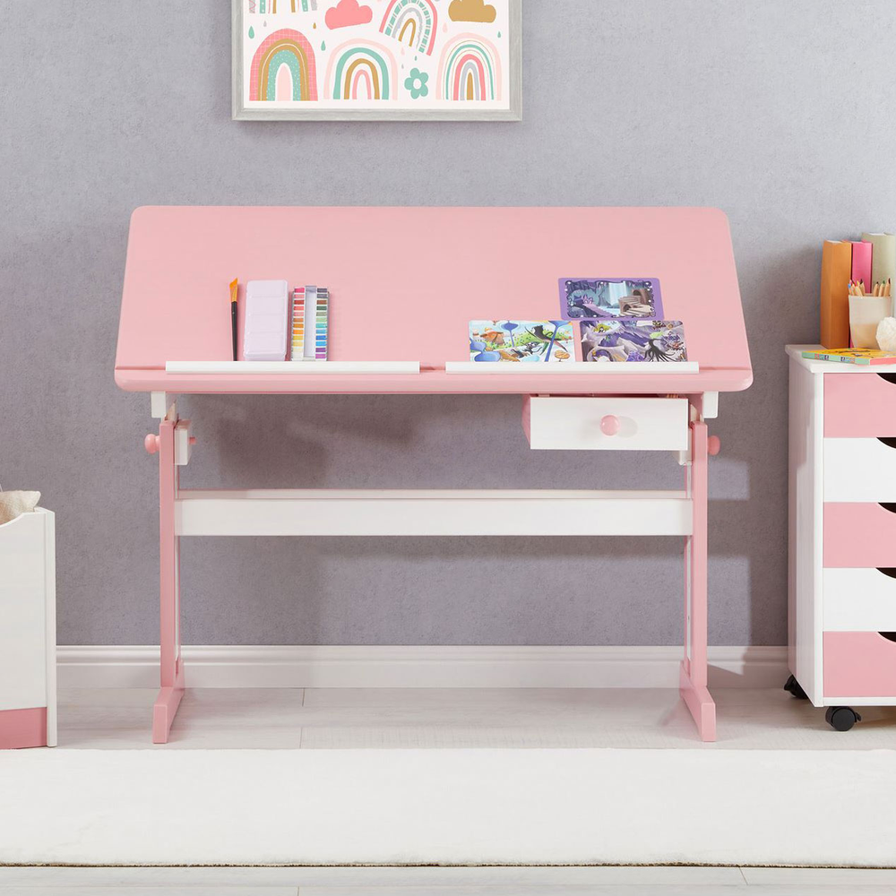 Mesa Desenho Infantil Menina Madeira Regulável Flexi Branco Rosa Mesa Desenho Infantil Menina Madeira Regulável Flexi Branco Rosa