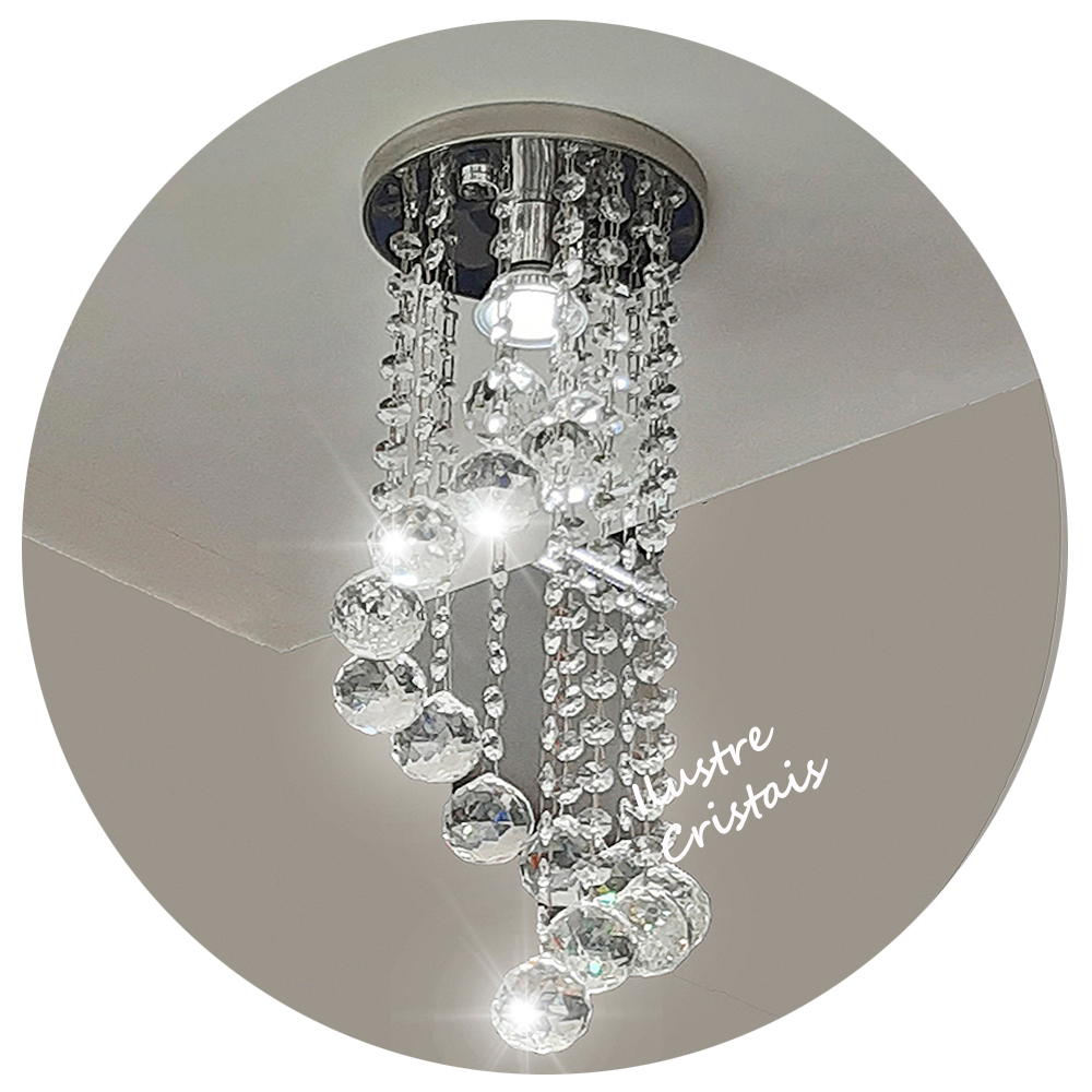 Lustre De Cristal Legítimo K9 com 30 Cm De Altura e Soquete E27 comum Lustre De Cristal Legítimo K9 com 30 Cm De Altura e Soquete E27 comum