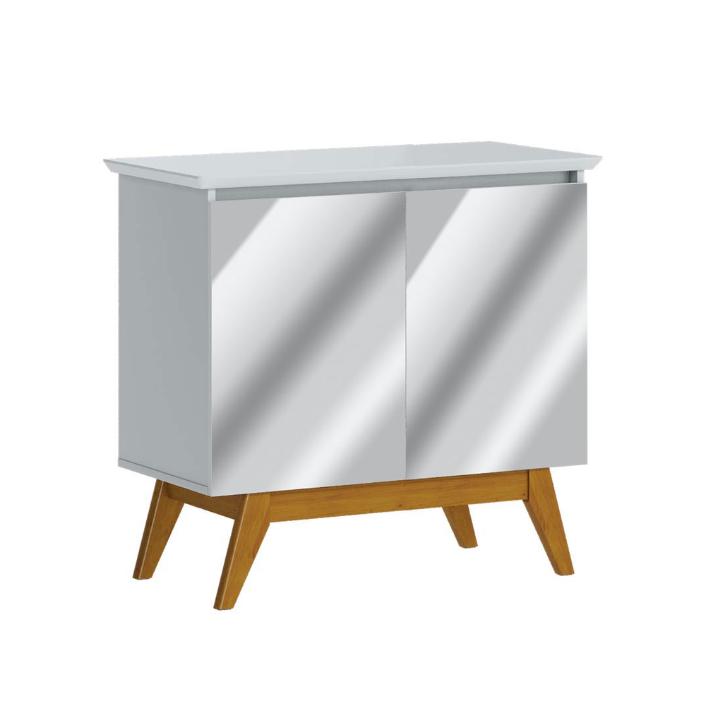 Buffet Classic 2 Portas Branco Acetinado e Espelho - Imcal Móveis Buffet Classic 2 Portas Branco Acetinado e Espelho - Imcal Móveis