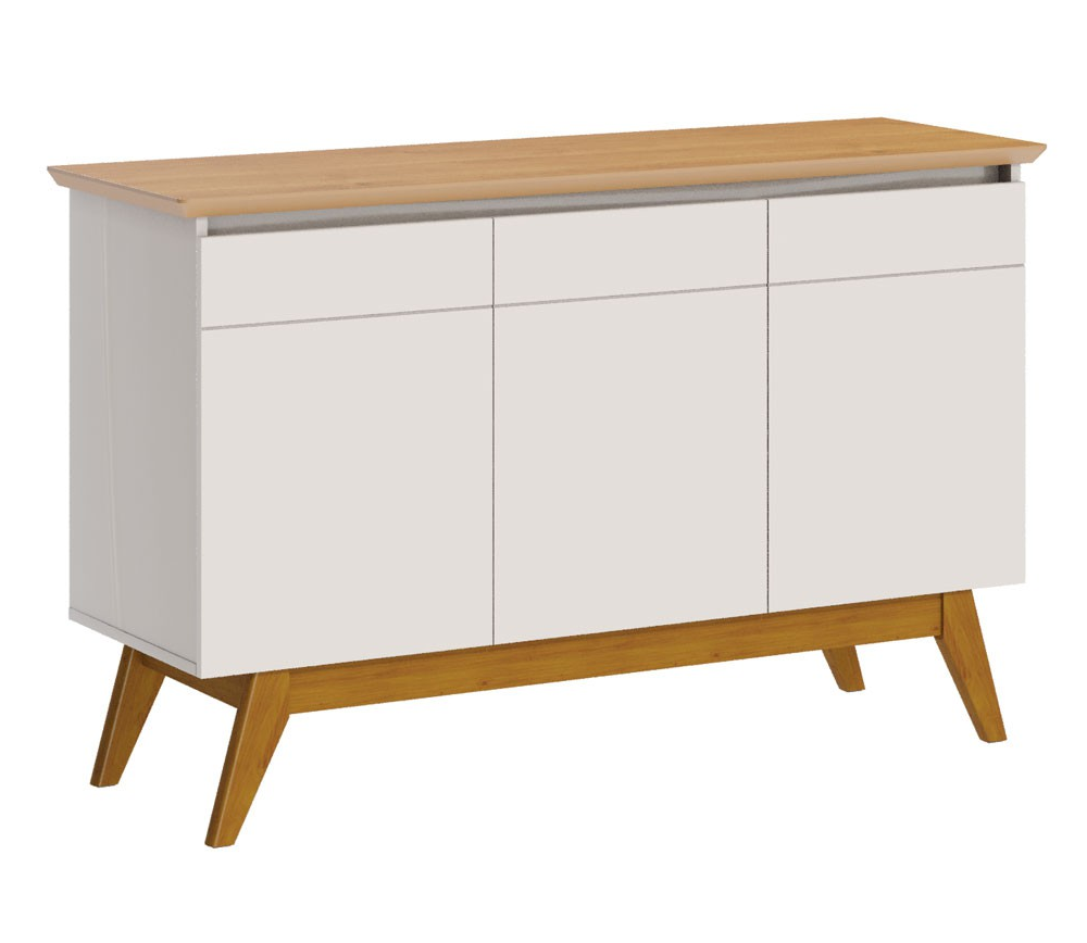 Buffet Classic 3 Portas Off White com Nature - Imcal Móveis Buffet Classic 3 Portas Off White com Nature - Imcal Móveis