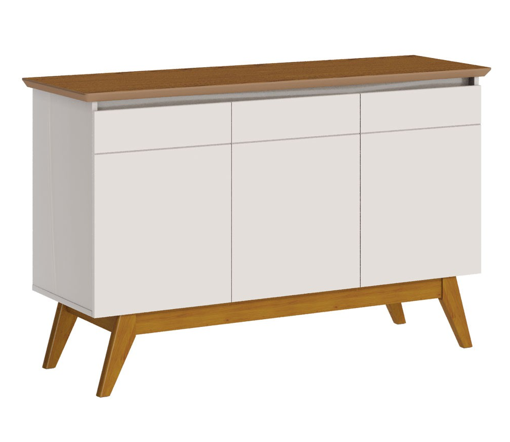 Buffet Classic 3 Portas Off White com Freijó - Imcal Móveis Buffet Classic 3 Portas Off White com Freijó - Imcal Móveis