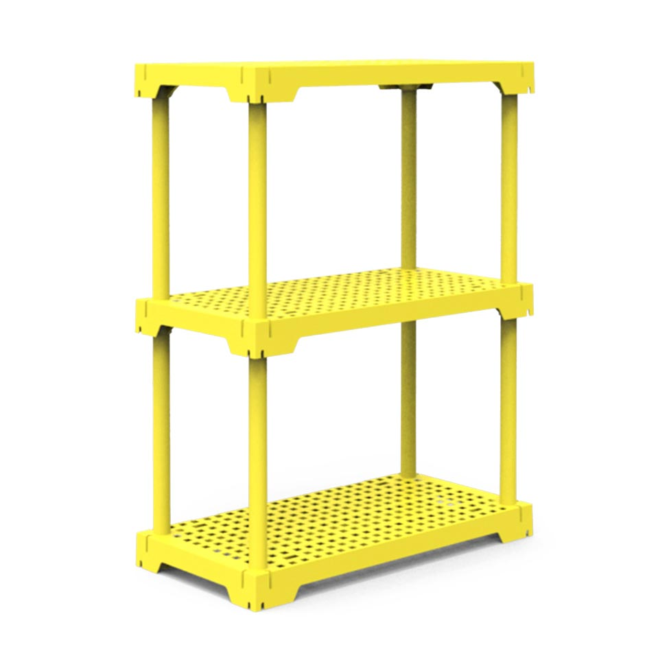 Estante Poly Com 3 Prateleiras Amarelo Estante Poly Com 3 Prateleiras Amarelo