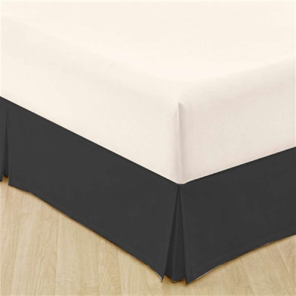 Saia Cama Box Solteiro Plus com Pregas PRETO