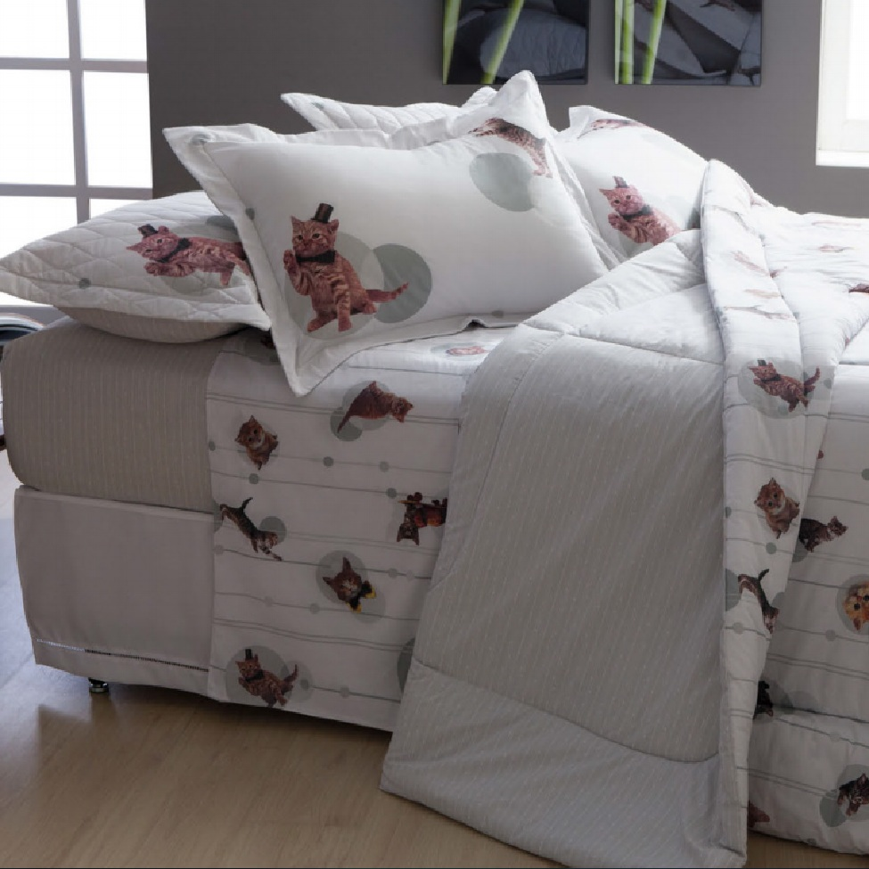 Jogo de Cama Queen Innovi 150 Fios Miau Jogo de Cama Queen Innovi 150 Fios Miau