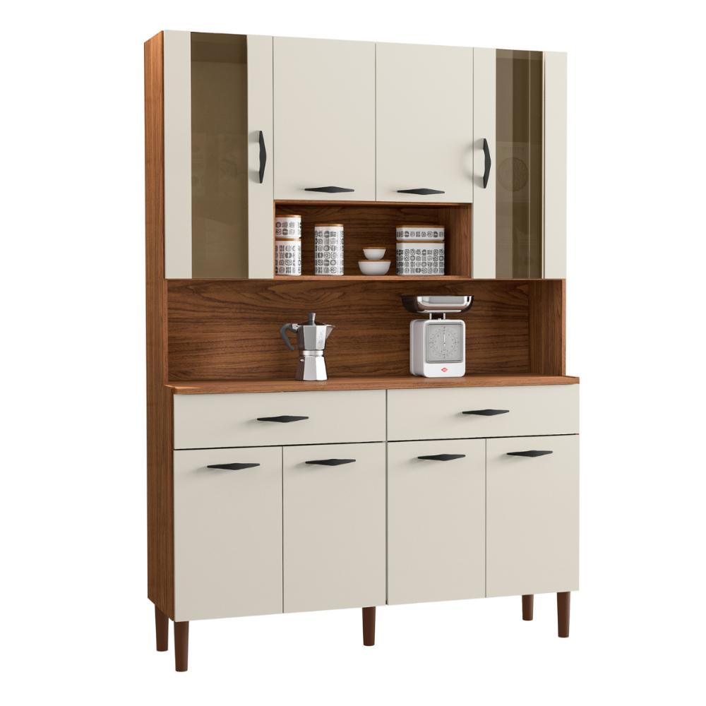 Kit de Cozinha com 8 Portas Turim Nogueira Off White Kit de Cozinha com 8 Portas Turim Nogueira Off White