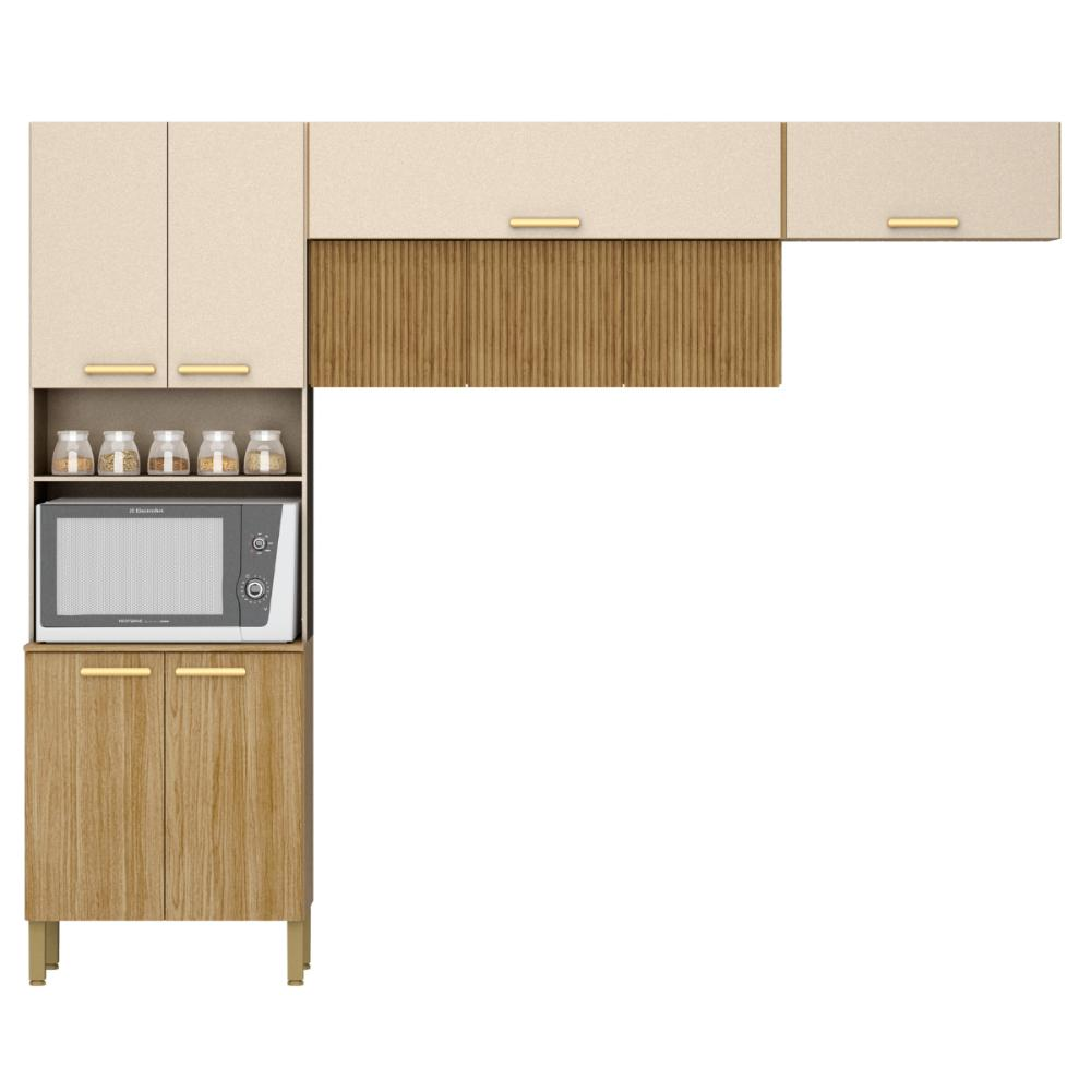 Kit de Cozinha com 9 Portas Nuremberga Freijó Vanilla Ripado Kit de Cozinha com 9 Portas Nuremberga Freijó Vanilla Ripado
