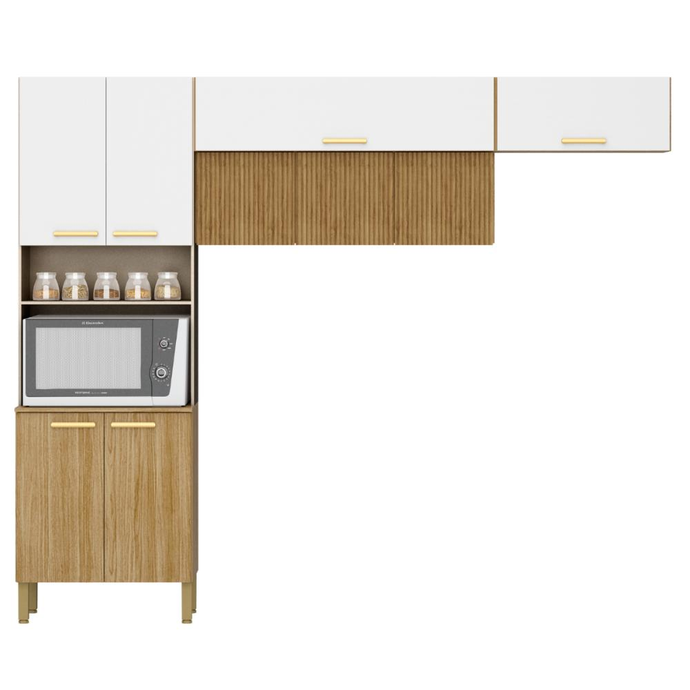 Kit de Cozinha com 9 Portas Nuremberga Freijó Supremo Ripado Kit de Cozinha com 9 Portas Nuremberga Freijó Supremo Ripado