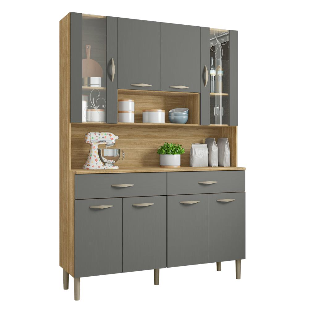Kit de Cozinha com 8 Portas Turim Freijó Gris Kit de Cozinha com 8 Portas Turim Freijó Gris