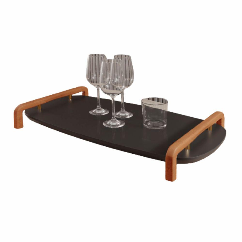 Bandeja Barcelona Decorativa Preto com Detalhes em Metal Dourado Bandeja Barcelona Decorativa Preto com Detalhes em Metal Dourado