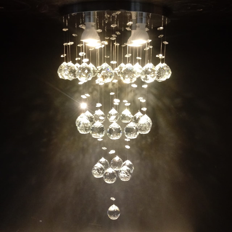 Lustre de Cristais Inox Espelhado para Sala de Jantar, Sala de Estar, Escritório e Quarto Incolor 65 cm Lustre de Cristais Inox Espelhado para Sala de Jantar, Sala de Estar, Escritório e Quarto Incolor 65 cm