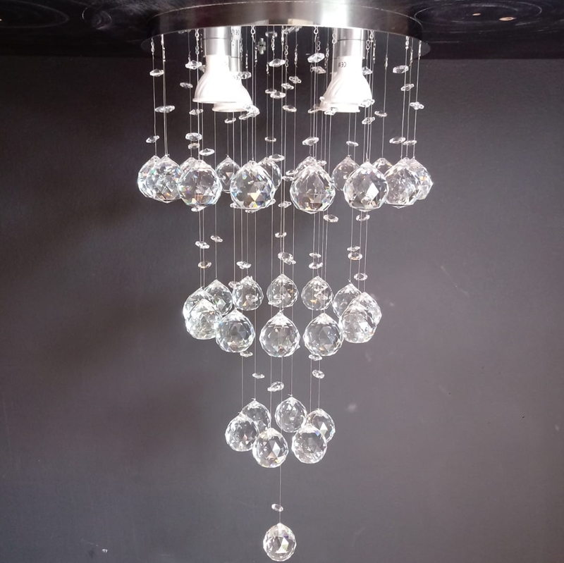 Lustre de Cristais Inox Espelhado para Sala de Jantar, Sala de Estar, Escritório e Quarto Incolor 55 cm Lustre de Cristais Inox Espelhado para Sala de Jantar, Sala de Estar, Escritório e Quarto Incolor 55 cm