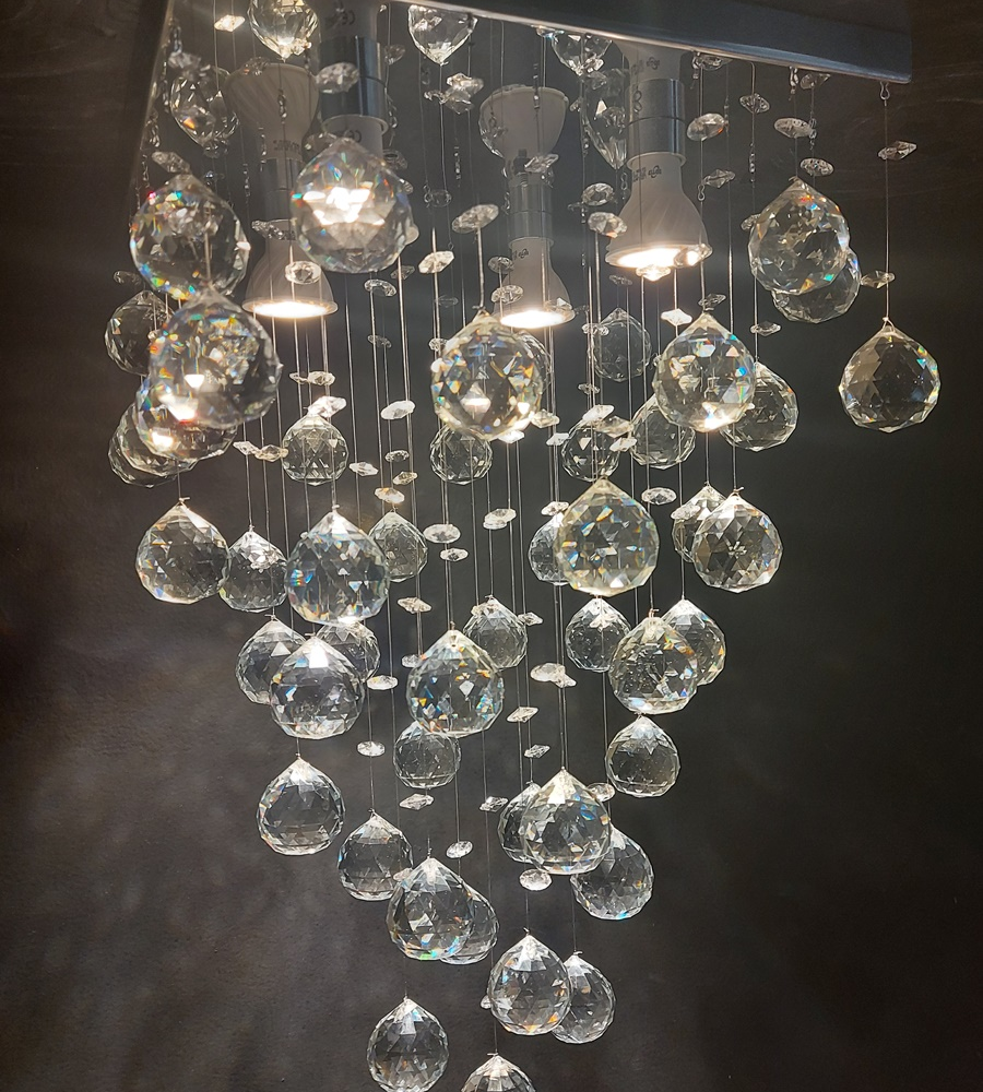 Lustre de Cristais Inox Espelhado para Sala de Jantar, Sala de Estar, Escritório e Quarto 45 cm Lustre de Cristais Inox Espelhado para Sala de Jantar, Sala de Estar, Escritório e Quarto 45 cm