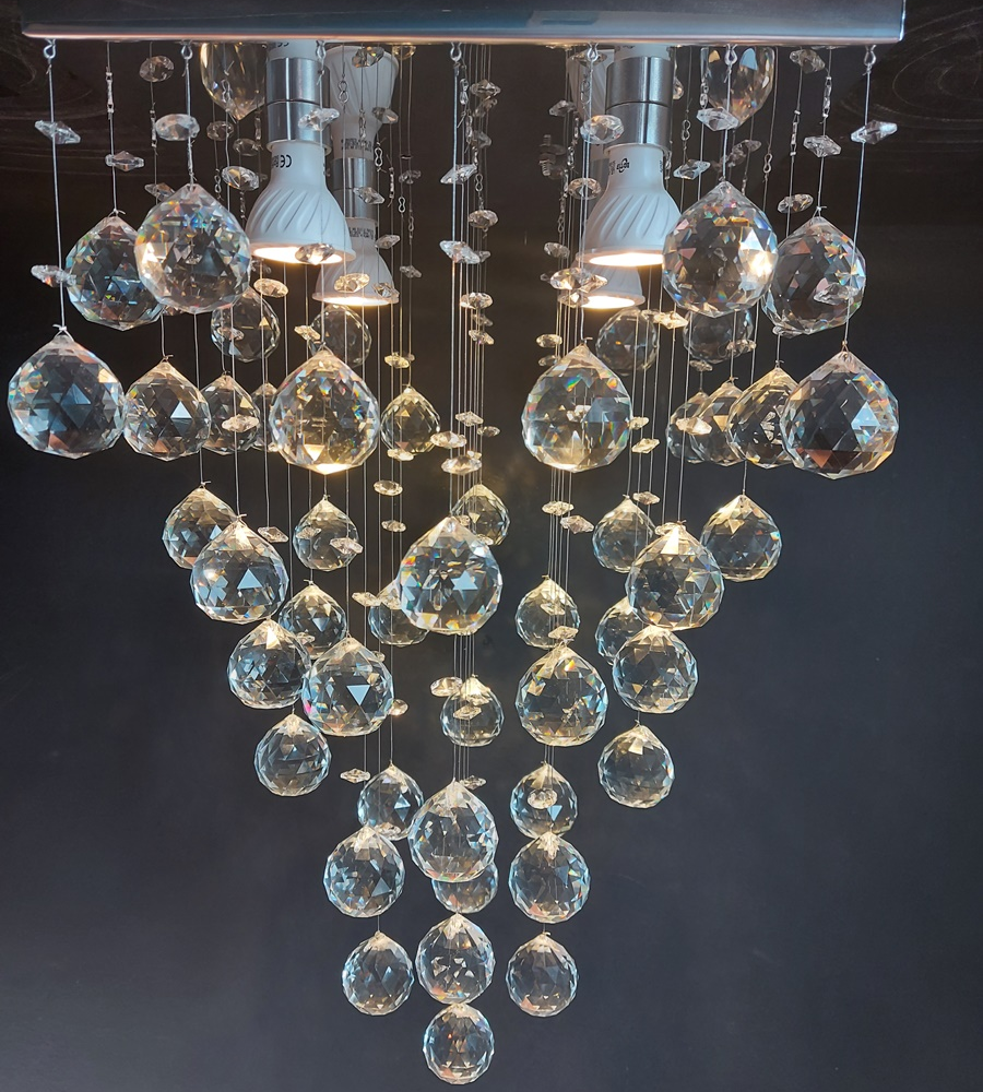 Lustre de Cristais Inox Espelhado para Sala de Jantar, Sala de Estar e Quarto 35 cm Lustre de Cristais Inox Espelhado para Sala de Jantar, Sala de Estar e Quarto 35 cm