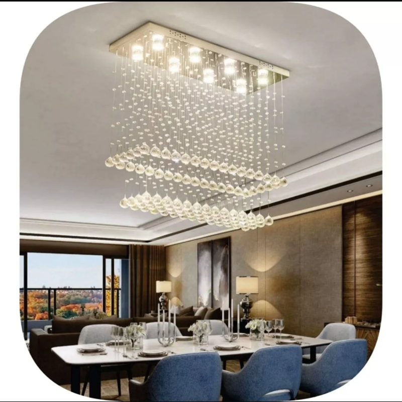 Lustre de Cristais Legitimo Inox Espelhado para Sala de Jantar e Sala de Estar 80cm de Altura Lustre de Cristais Legitimo Inox Espelhado para Sala de Jantar e Sala de Estar 80cm de Altura