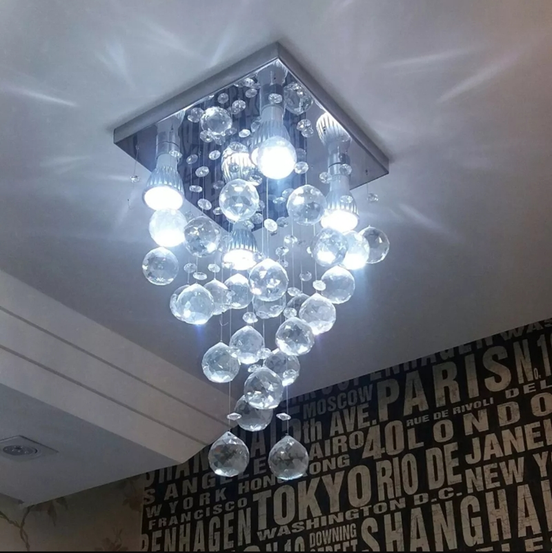 Lustre de Cristais Espiral para Sala de Jantar e Sala de Estar 50cm Lustre de Cristais Espiral para Sala de Jantar e Sala de Estar 50cm