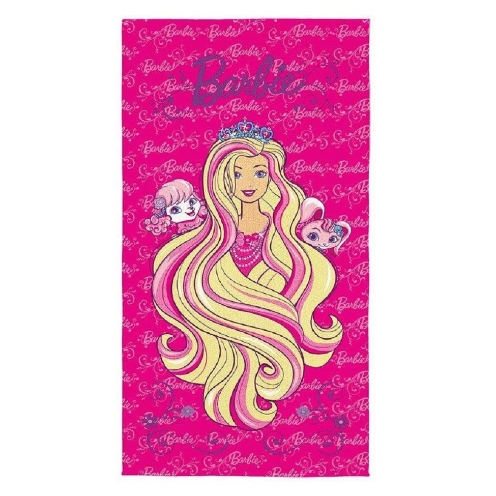 Toalha de Banho Infantil Aveludada Barbie Reino de Penteados Mágicos Toalha de Banho Infantil Aveludada Barbie Reino de Penteados Mágicos