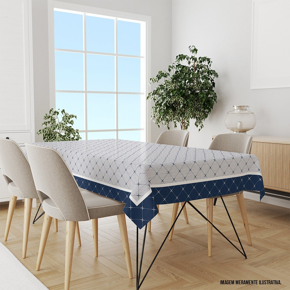 Toalha de Mesa Retangular Para 8 Lugares Listras Modernas 1.45m x 2.70m Único Toalha de Mesa Retangular Para 8 Lugares Listras Modernas 1.45m x 2.70m Único
