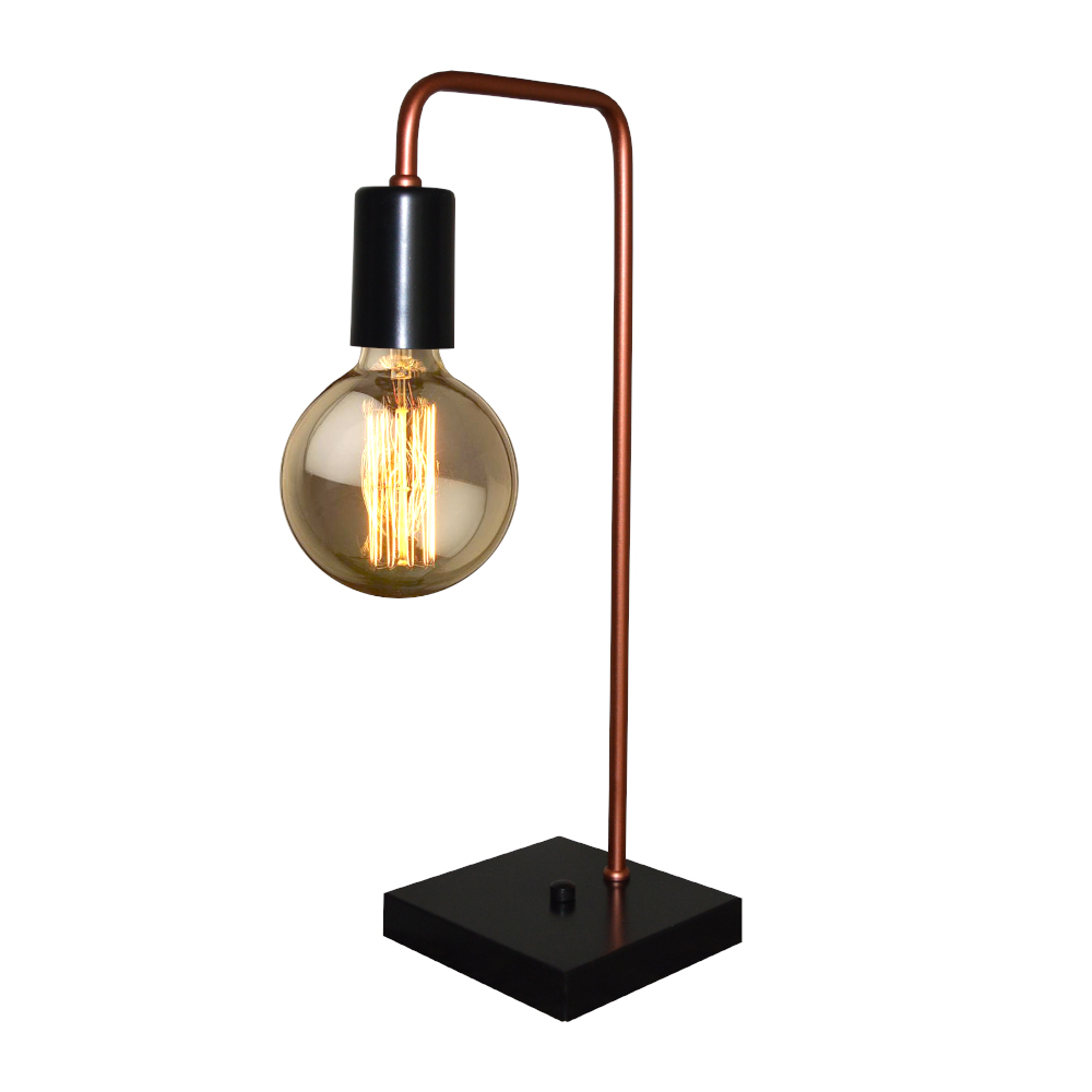 Abajur - Luminária de Mesa estilo retrô - Ideal para quarto mesa de cabeceira, escritório, home office - Preto com Cobre Abajur - Luminária de Mesa estilo retrô - Ideal para quarto mesa de cabeceira, escritório, home office - Preto com Cobre