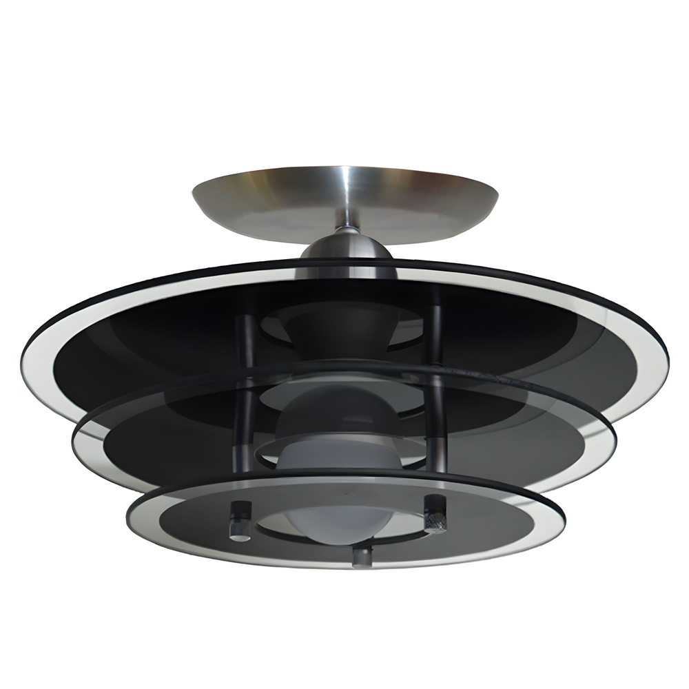 Lustre Luminária Plafon Redondo com 03 Vidros na cor Preto Ideal para Sala, Quarto, Cozinha, Banheiro - 30cm Lustre Luminária Plafon Redondo com 03 Vidros na cor Preto Ideal para Sala, Quarto, Cozinha, Banheiro - 30cm