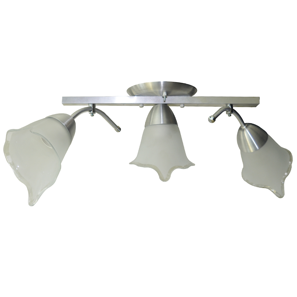 Lustre Luminária Arandela de Teto com 03 hastes e 03 vidros Modelo Tulipa - Para 03 lâmpadas Padrão E27 Bivolt 110v / 220v Lustre Luminária Arandela de Teto com 03 hastes e 03 vidros Modelo Tulipa - Para 03 lâmpadas Padrão E27 Bivolt 110v / 220v